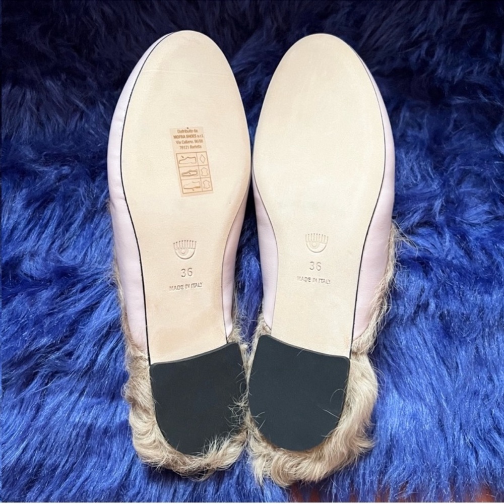 New! CHIARA FERRAGNI Flirting Eye Fur Leather Mules - Picture 10 of 11